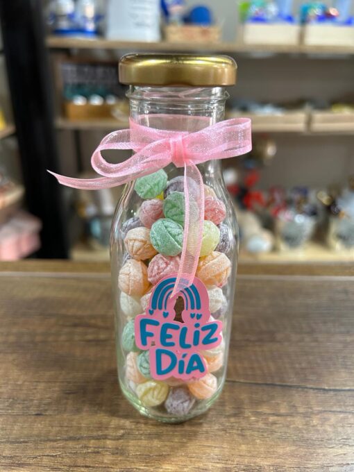 Frasco con frase 'Feliz Día